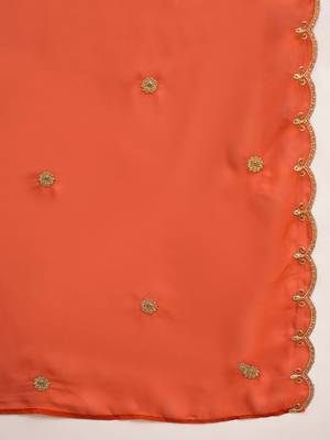 Orange santoon zari sequence gotapatti embroidered kurta with palazzo set 4