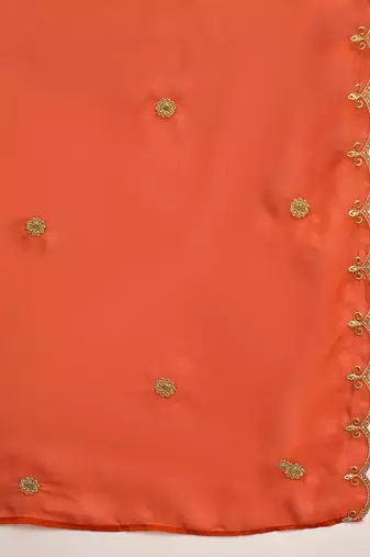 Orange santoon zari sequence gotapatti embroidered kurta with palazzo set