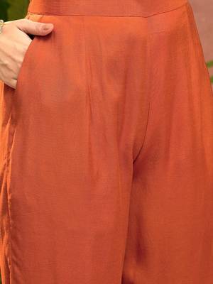 Orange santoon zari sequence gotapatti embroidered kurta with palazzo set 5