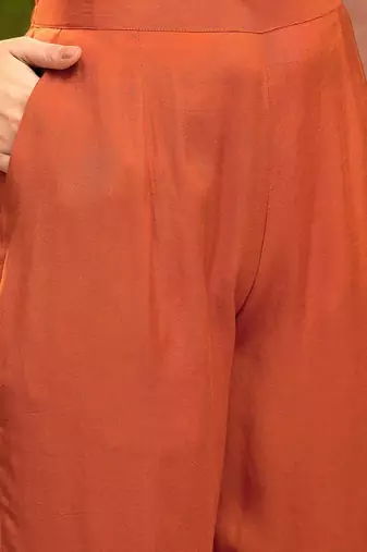 Orange santoon zari sequence gotapatti embroidered kurta with palazzo set