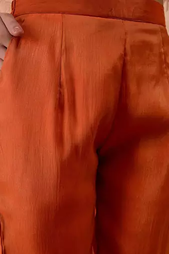 Embroidered v-neck kurta & palazzos with dupatta