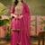 Embroidered round neck straight kurti & palazzos with dupatta
