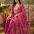 Embroidered round neck straight kurti & palazzos with dupatta