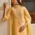 Embroidered round neck straight kurta & trousers with dupatta