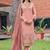 Embroidered  v-neck straight kurta & trousers with dupatta