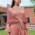 Embroidered  v-neck straight kurta & trousers with dupatta