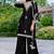 Embroidered v-neck straight kurta & palazzos with dupatta