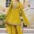 Embroidered round neck kurta & palazzos with dupatta