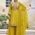 Embroidered round neck kurta & palazzos with dupatta