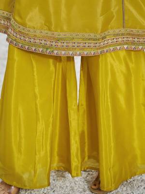Embroidered round neck kurta & palazzos with dupatta 5