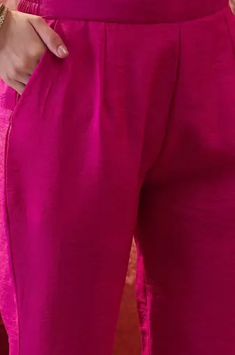Embroidered round neck kurta & trousers