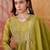 Embroidered v-neck kurta & trousers with dupatta