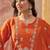 Embroidered  round neck kurta & trousers with dupatta