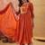 Embroidered  round neck kurta & trousers with dupatta