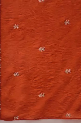 Embroidered  round neck kurta & trousers with dupatta