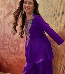 Embroidered  round neck kurta & palazzos