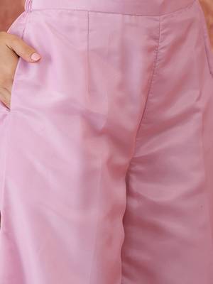 Silk blend round neck top & trousers with dupatta 5