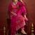 Zari sequence embroidered straight kurta & trousers with dupatta