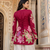 Maroon floral printed cotton tunic short kurti top for women