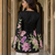 Black floral printed cotton tunic short kurti top for women