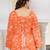 Orange floral printed cotton tunic short kurti top for women