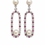 Pearl and ruby cz drop earrings, 925 sterling silver 