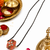 Traditional mangalsutra with peach kundan pendant, black bead chain, gold-toned, ethnic indian jewellery