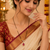 Gold-toned mangalsutra with ruby red teardrop pendant, black bead chain, cz stone accents