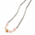 Black bead mangalsutra with rose quartz stones and gold-toned filigree pendant, traditional indian necklace