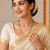 Black bead mangalsutra with rose quartz stones and gold-toned filigree pendant, traditional indian necklace