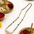 Gold-plated mangalsutra with black beads chain, cz stone pendant, traditional indian bridal jewellery
