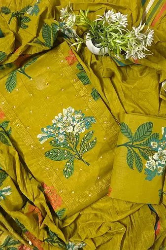 Women's  Cotton Unstitched Salwar Suit Material With Dupatta