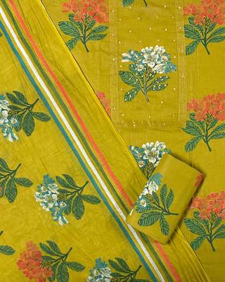 Women's  Cotton Unstitched Salwar Suit Material With Dupatta 2