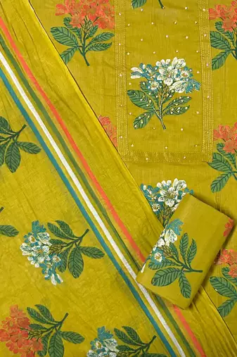 Women's  Cotton Unstitched Salwar Suit Material With Dupatta