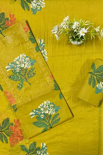Women's  Cotton Unstitched Salwar Suit Material With Dupatta