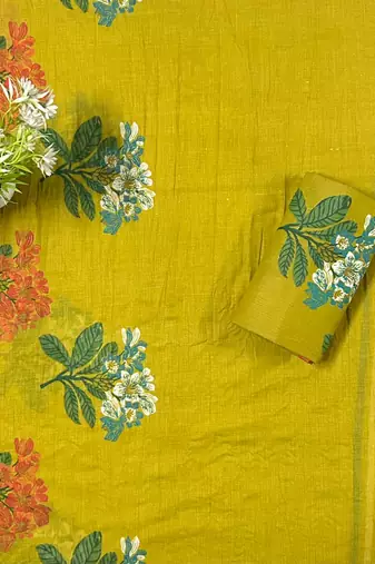 Women's  Cotton Unstitched Salwar Suit Material With Dupatta