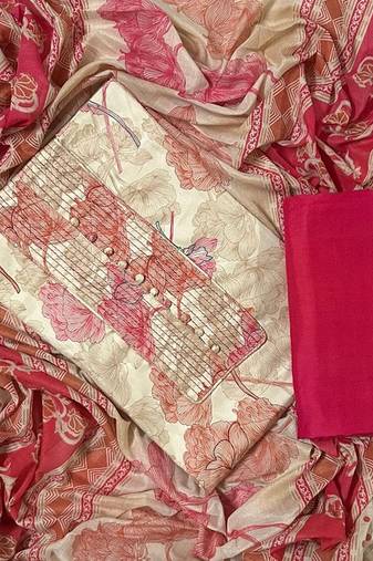 Women's  Cotton Unstitched Salwar Suit Material With Dupatta