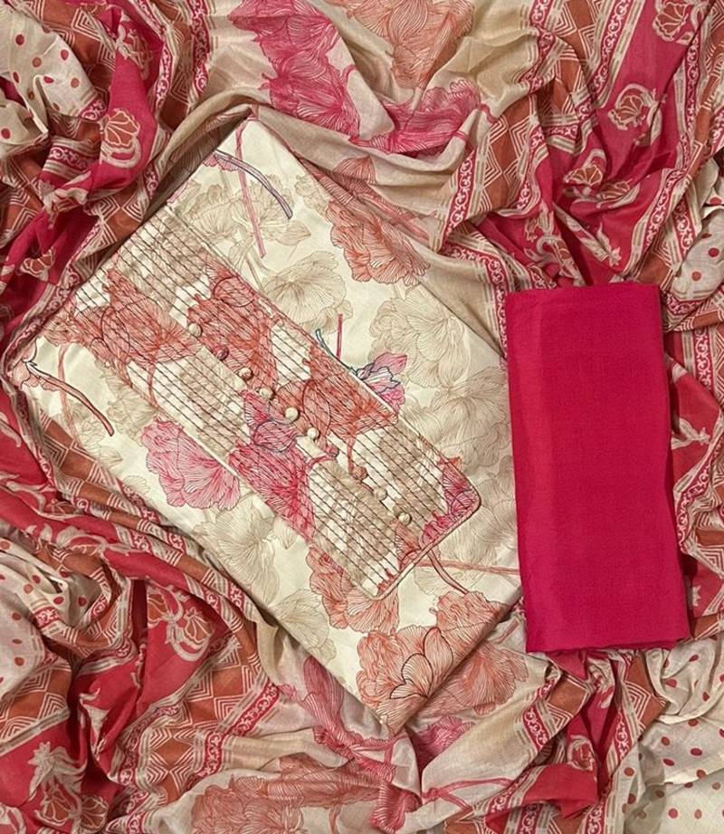 Women's  Cotton Unstitched Salwar Suit Material With Dupatta
