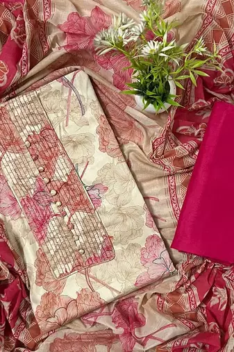 Women's  Cotton Unstitched Salwar Suit Material With Dupatta