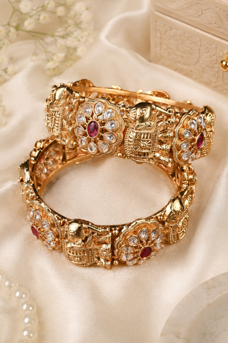 Gajapushpa Premium Gold Plated Temple Kada