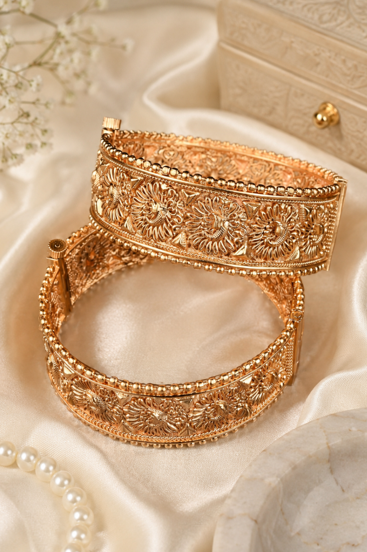 Svarnajaali Heritage Gold Plated Temple Kada