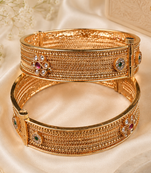 Premium Floral Weave Gold Plated Bangles