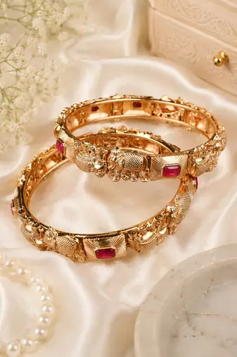 Premium Heritage Elephant Temple Bangle