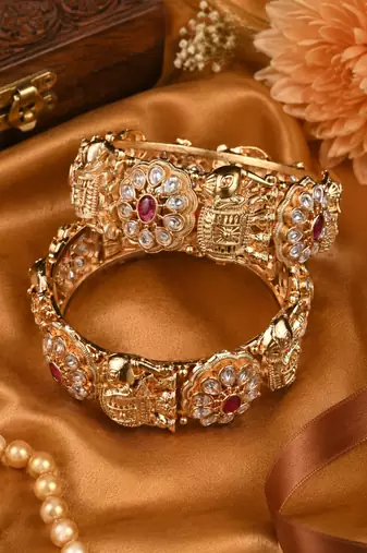 Gajapushpa Premium Gold Plated Temple Kada