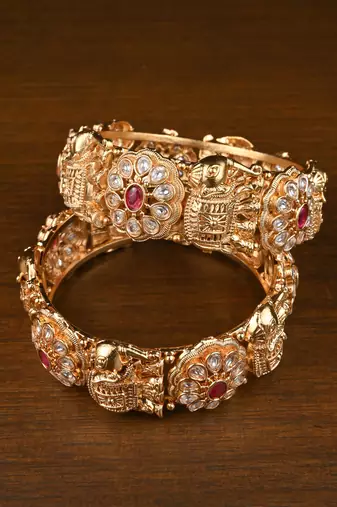 Gajapushpa Premium Gold Plated Temple Kada