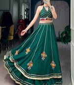 Green Navratri Lehenga Choli for Women, Gamthi Work Chaniya Choli, Mirror Work Garba Dress