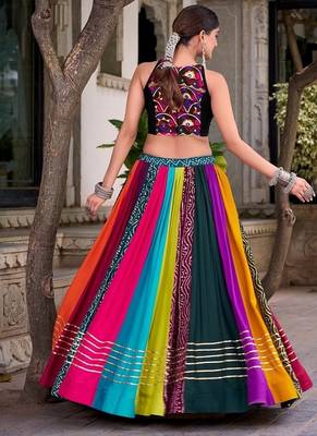 Multicolor Navratri Lehenga Choli for Women, Navrang Chaniya Choli, Mirror Work Blouse 2