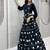 Navy Blue Cotton Navratri Lehenga Choli for Women, Elephant Print Lehenga, Hand Work Choli