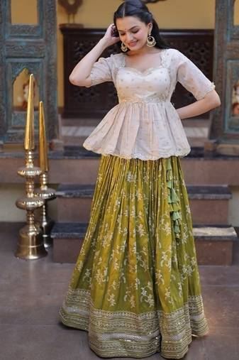 Designer Viscose Jacquard Lehenga Choli for Women with blouse
