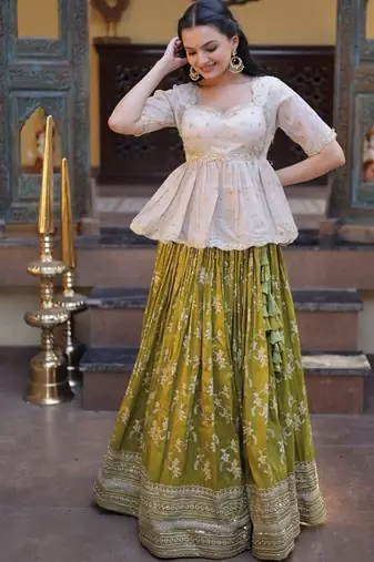 Designer Viscose Jacquard Lehenga Choli for Women with blouse